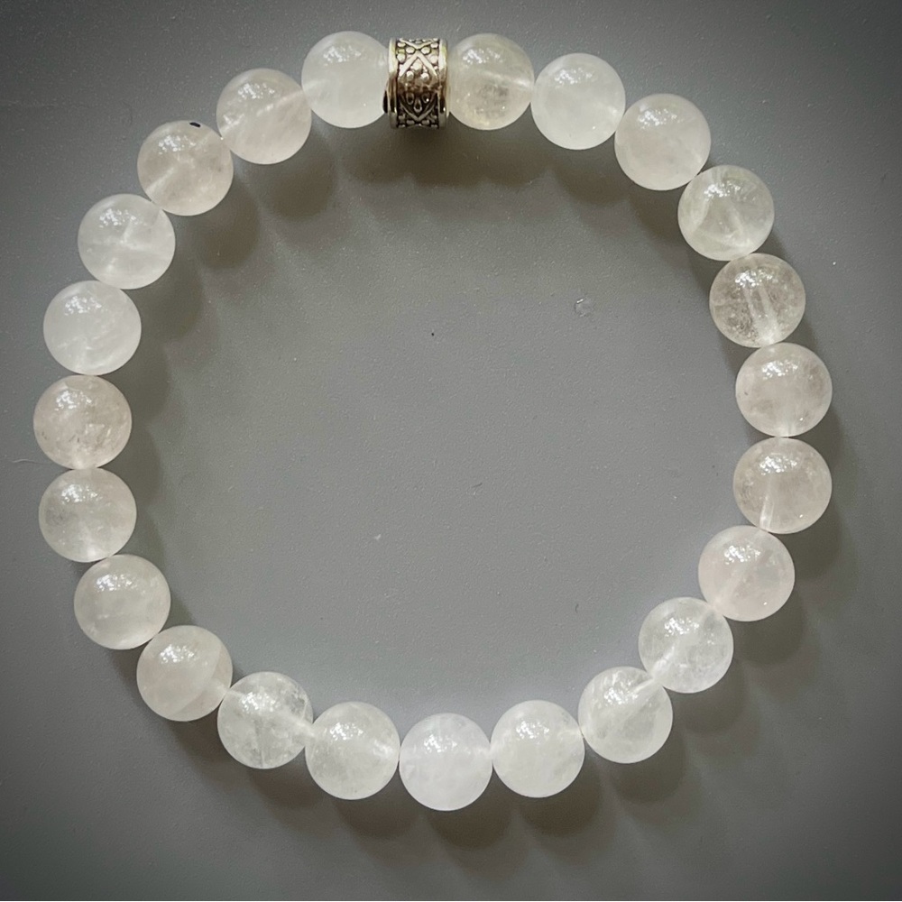 White Selenite Handcrafted Bead Bracelet